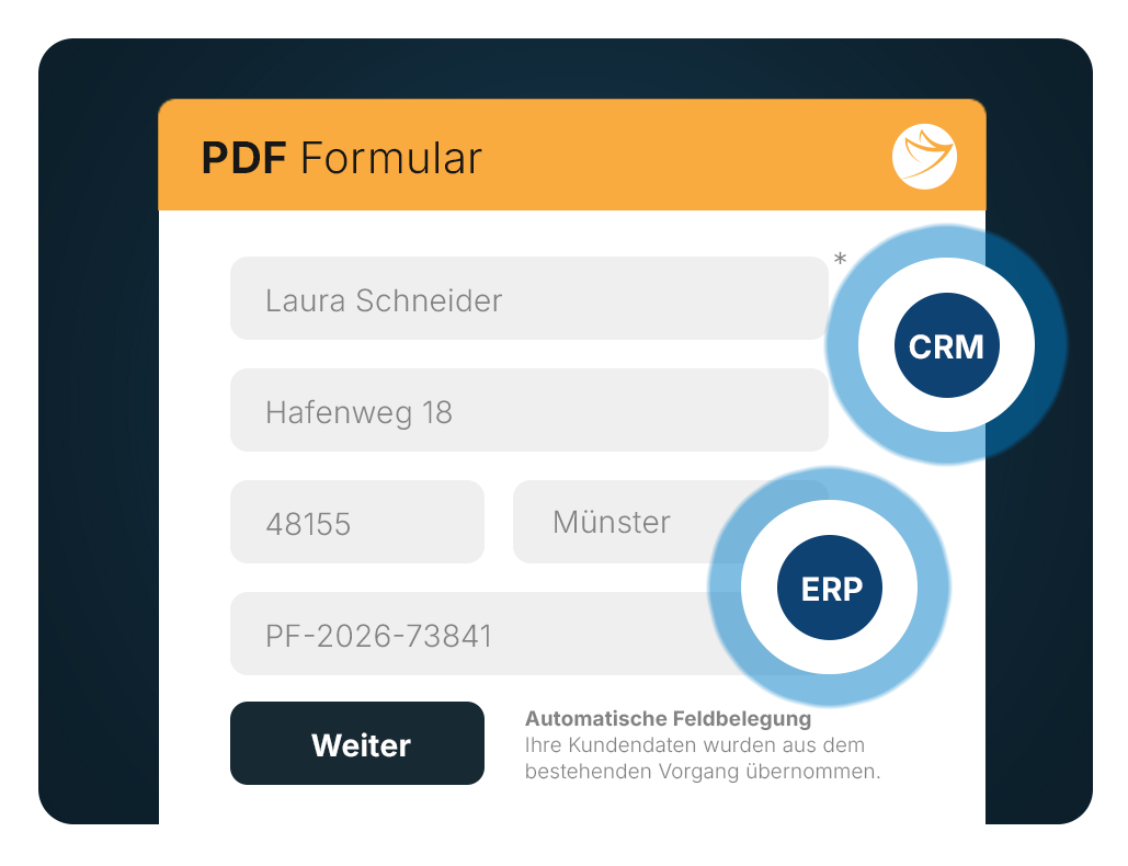 Intelligentes PDF-Formular mit automatisch vorausgefüllten Feldern